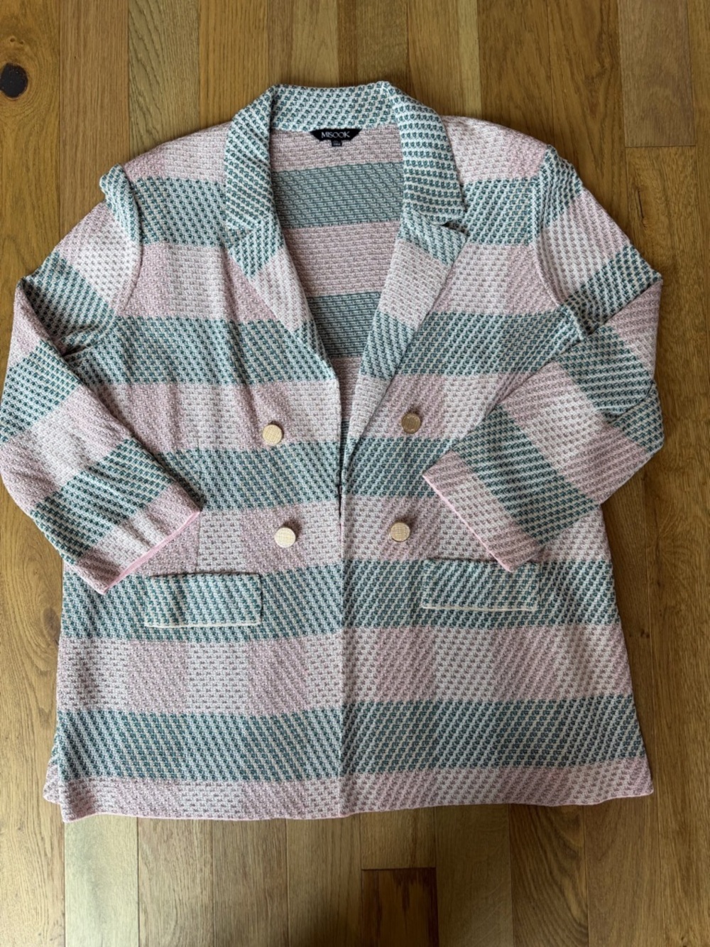 Misook Pink & Navy Plaid Blazer + Shorts Set XL Gold Buttons 💖💙 - Picture 11 of 16